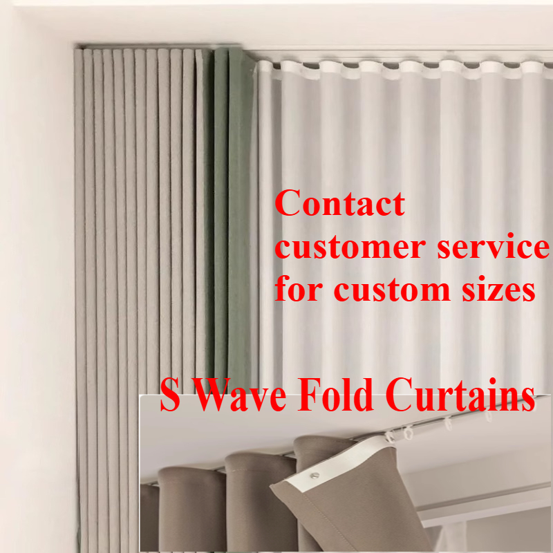 Blackout Curtain Thick - Custom Size S Wave Fold Curtains