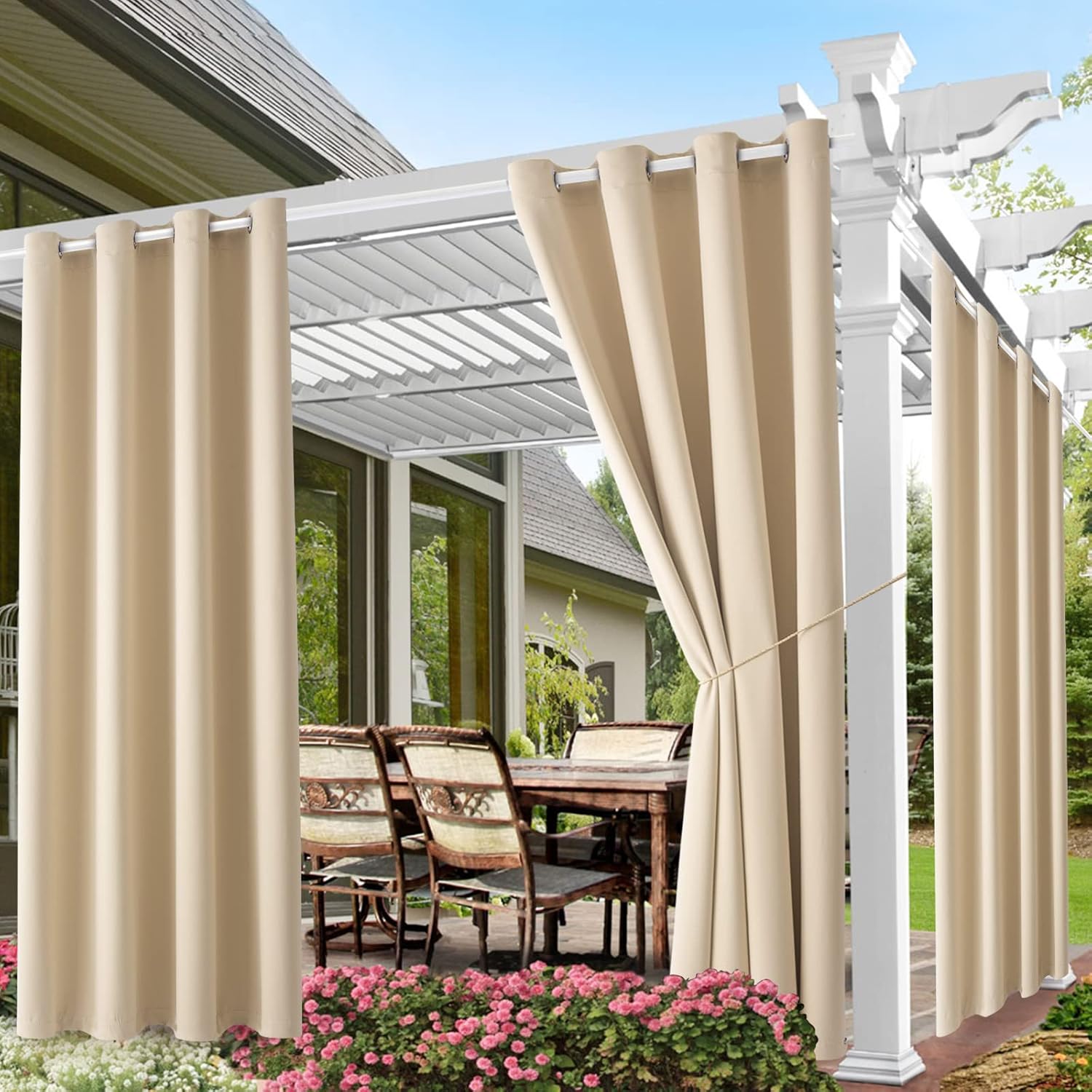 Blackout Curtain Thick - HOME Outdoor Curtains for Patio Waterproof