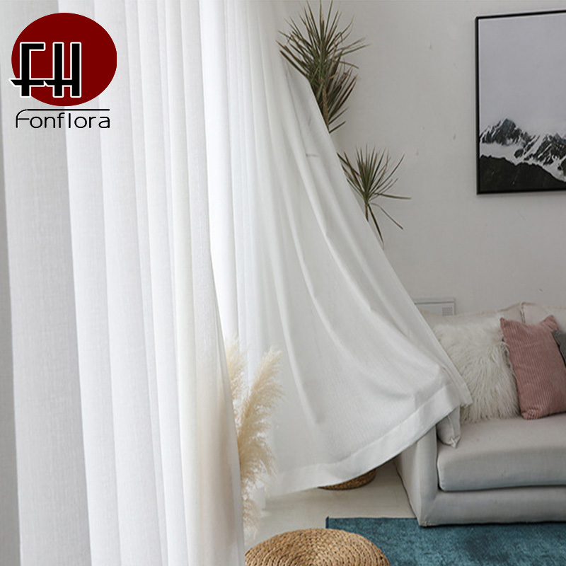 Blackout Curtain Thick - Fonflora Modern Solid White Thick Tulle