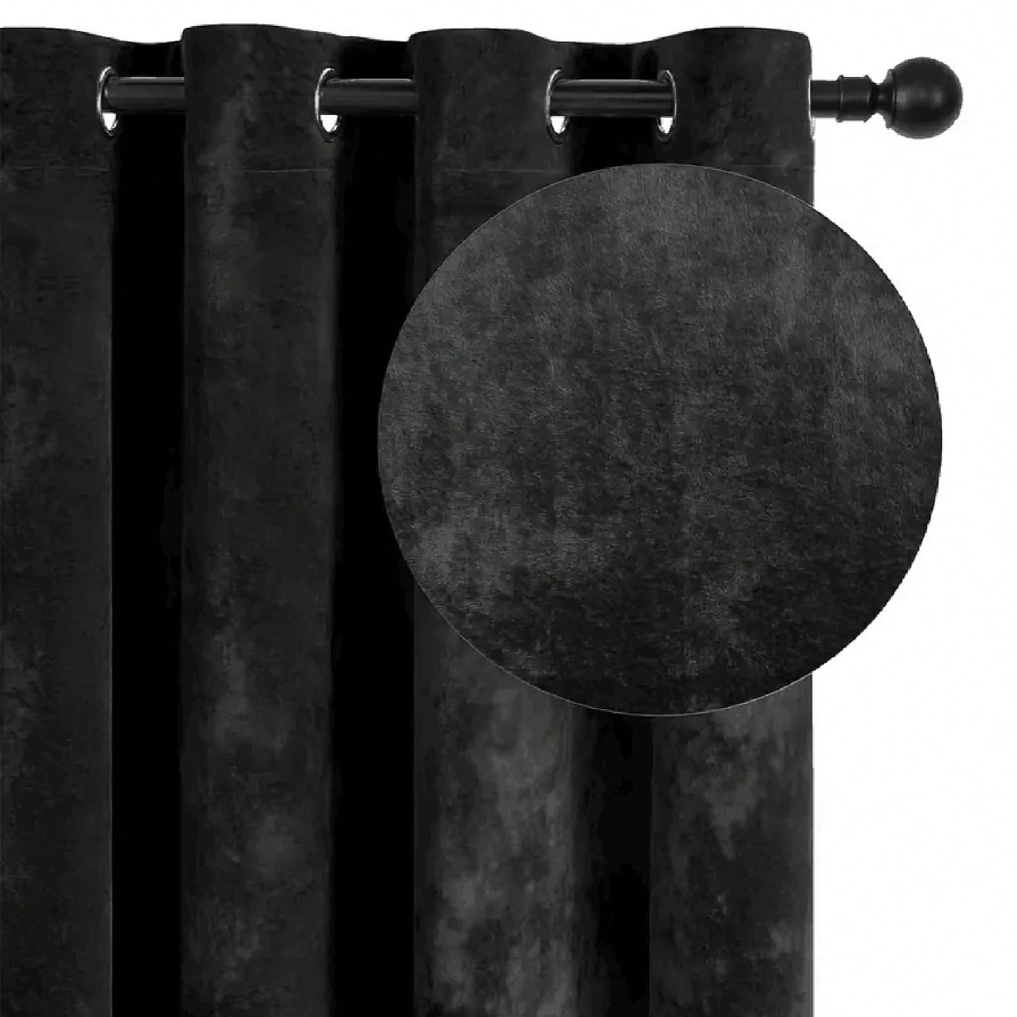 Blackout Curtain Thick - 1pc Black Velvet Blackout Curtain Light