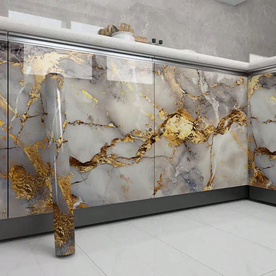 Home Cinema Room - 1roll Waterproof Marble Peel and Stick