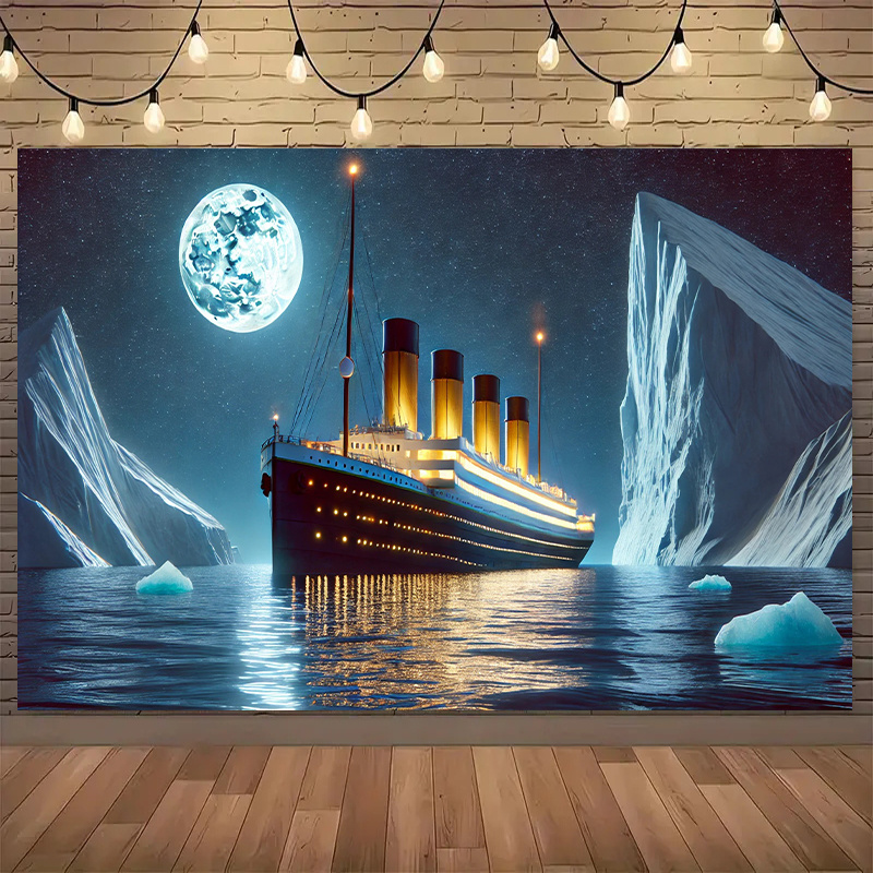 Home Cinema The Drama - Titanic Ship Iceberg Moonlight Tapestry Movie