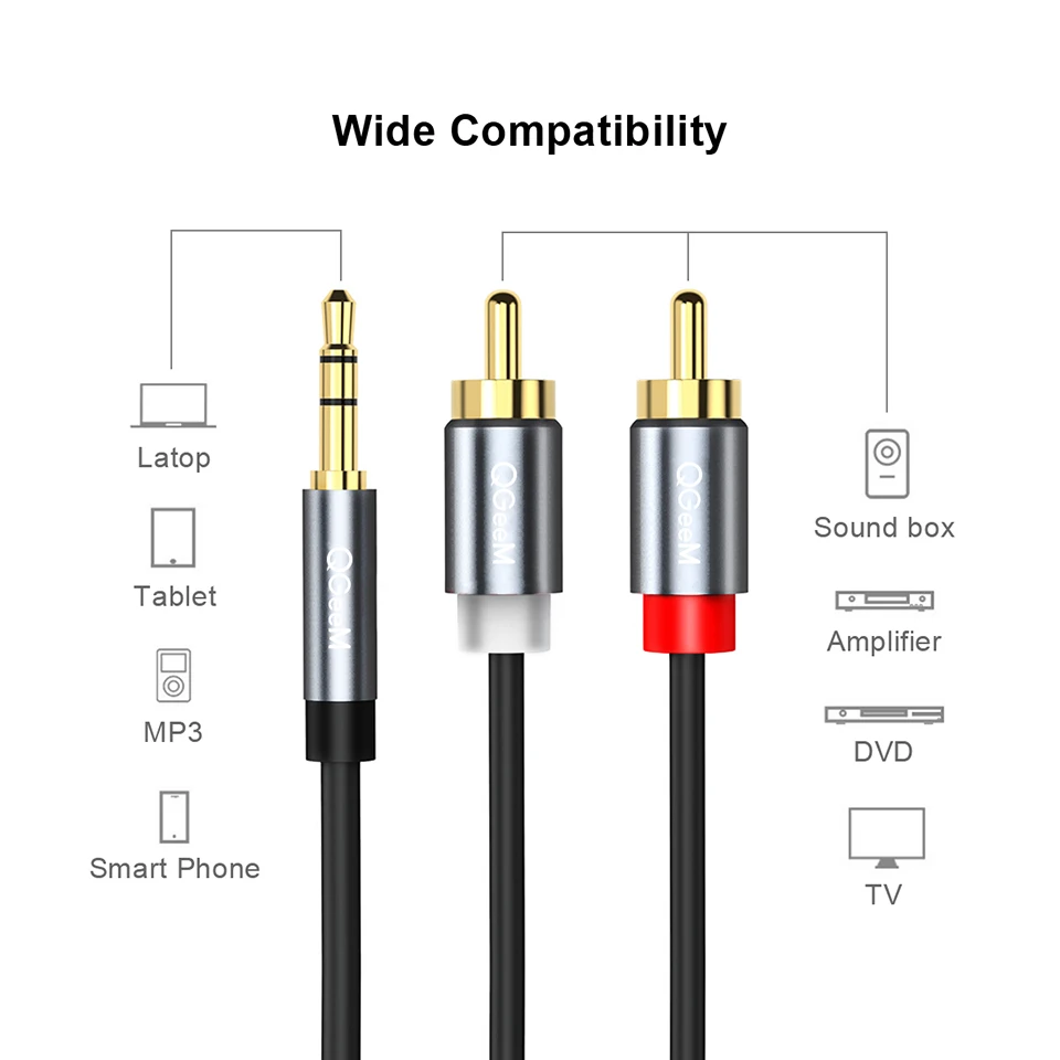 QGeeM RCA Cable 2RCA to 3.5 Au - Home Cinema Hall recension och pris