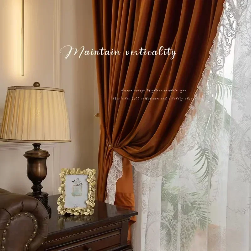 Caramel Velvet Lace Luxury Cur - Blackout Curtain Thick recension och pris