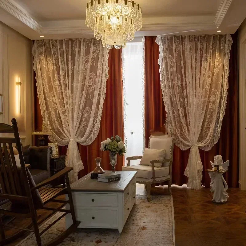 Caramel Velvet Lace Luxury Cur - Blackout Curtain Thick recension och pris