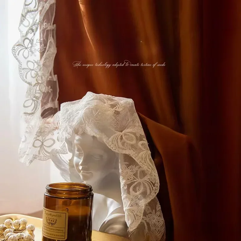 Caramel Velvet Lace Luxury Cur - Blackout Curtain Thick recension och pris