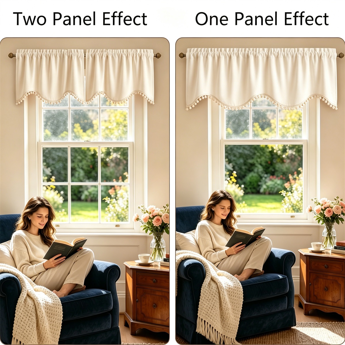Beige Velvet Valance Curtain w - Blackout Curtain Thick recension och pris