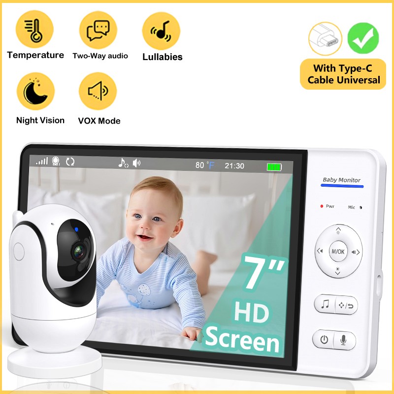 No WiFi 7 Inch Baby Monitor 2- - Home Cinema Wireless recension och pris