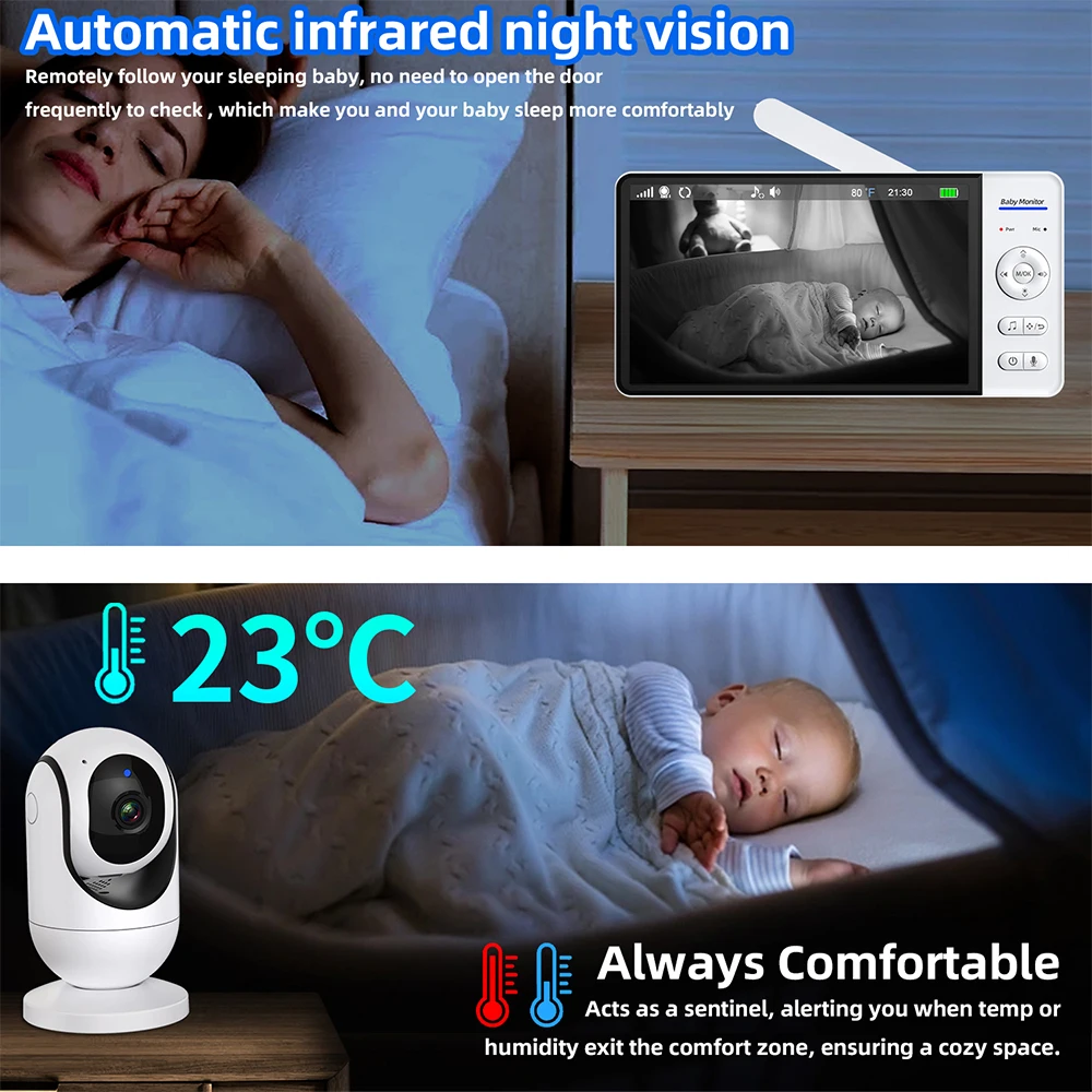 No WiFi 7 Inch Baby Monitor 2- - Home Cinema Wireless recension och pris