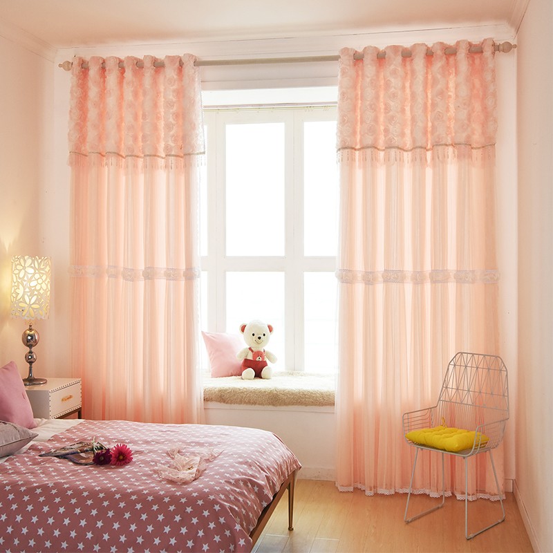 New Pastoral Korean Pink Lace  - Blackout Curtain Thick recension och pris
