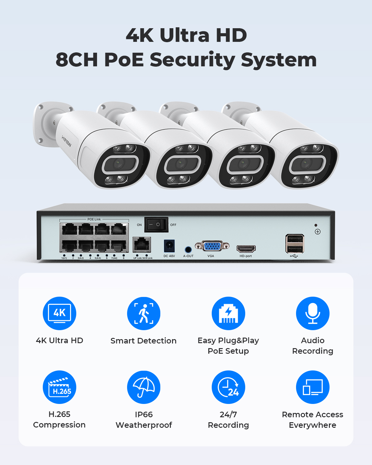 H.View 4K 5Mp 8Mp Poe CCTV Sec - Home Cinema System recension och pris