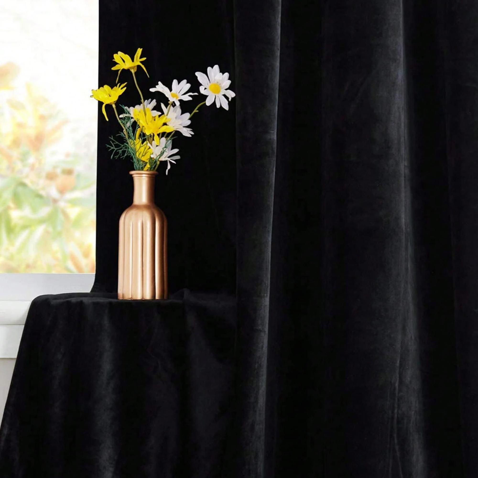 1pc Black Velvet Blackout Curt - Blackout Curtain Thick recension och pris