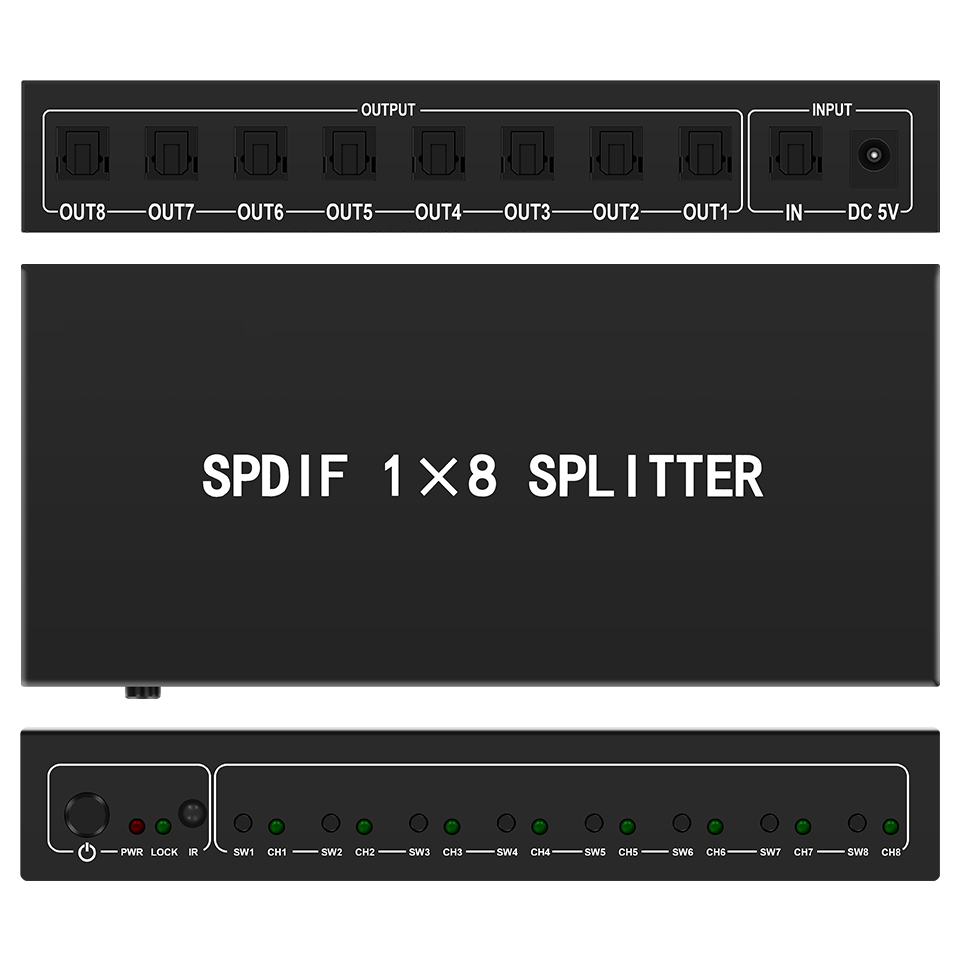 Optical Audio Splitter,1 in 8  - Home Cinema Hall recension och pris
