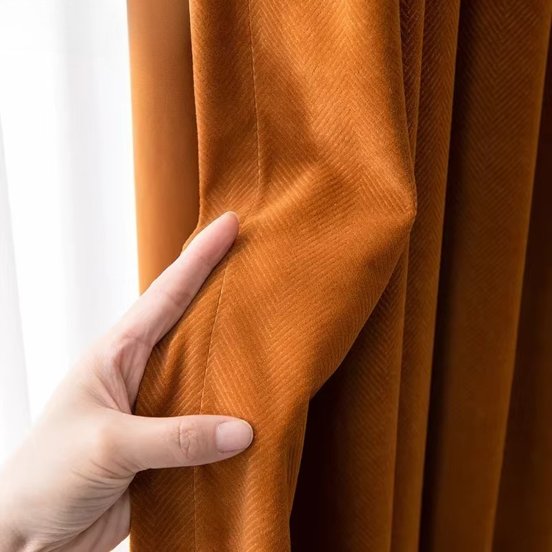 Orange Herringb Velvet Curtain - Blackout Curtain Thick recension och pris