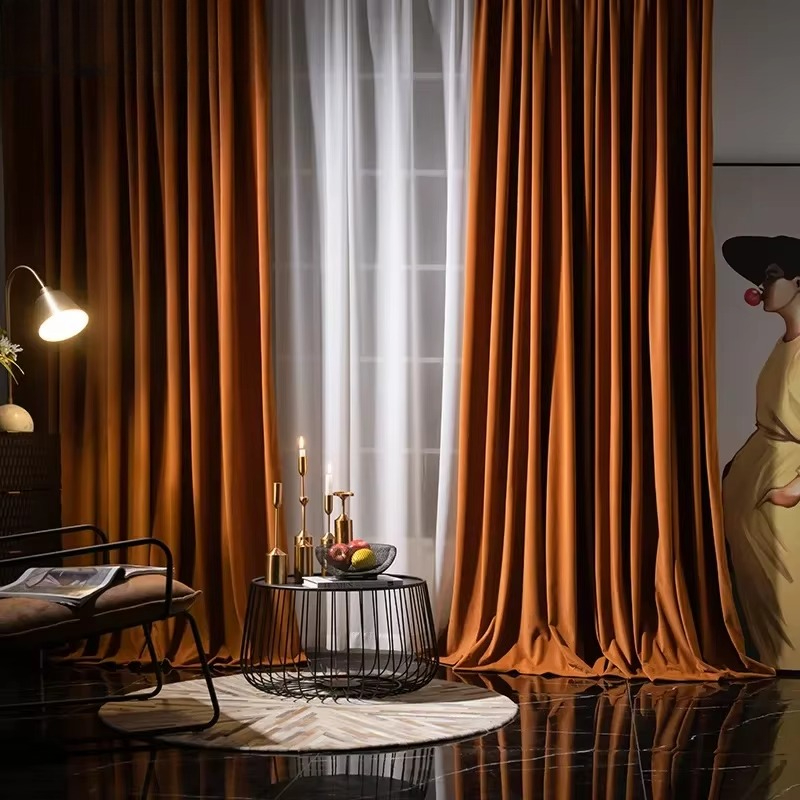 Orange Herringb Velvet Curtain - Blackout Curtain Thick recension och pris