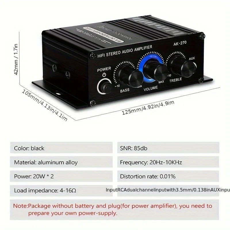 AK-270 400W Mini Power Amplifi - Home Cinema System recension och pris